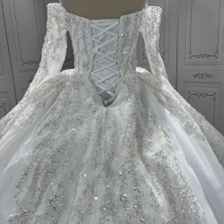 Long Sleeve Wedding Dresses Ball Gown Bride Dress Crystal Strapless Bridal Gowns vestidos de novia