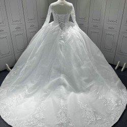 Long Sleeve Wedding Dresses Lace Appliques Ball Gown Bridal Gowns robe de soiree