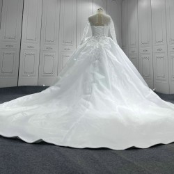 Long Sleeve Wedding Dresses Scoop Neck Bridal Gowns Sweep Train Vestido De Noival Custom Made