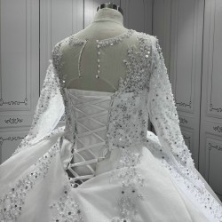 Long Sleeve Wedding Dresses Sequin Bridal Gowns Chapel Train Princess Gown Vestido De Noiva