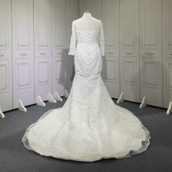 Long Sleeve Wedding Dresses Vestido De Noiva Sequin Customize Bridal Gown Plus Size