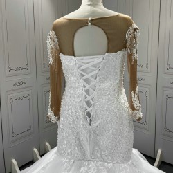 Long Sleeve Wedding dresses Lace Appliques Mermaid Backless Custom Made Bridal Dresses