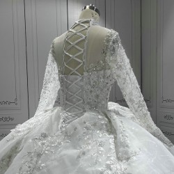 Long Sleeves Wedding Dresses Plus Size Halter Neck Applique Bridal Gowns Vestido De Novia