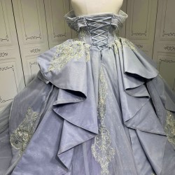 Luxury Lavender Quinceanera Dress Custom Made Vestidos De 15 Anos Off Shoulder Crystal Sweet 15 Gowns 