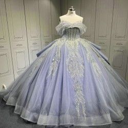 Luxury Lavender Quinceanera Dress Custom Made Vestidos De 15 Anos Off Shoulder Crystal Sweet 15 Gowns 