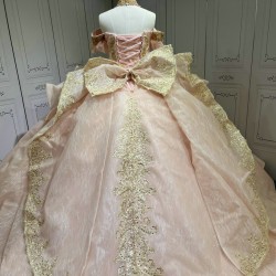 Luxury Pink Quince Dress 2025 Custom Made Vestidos De 15 Anos Halter Neck Sweet 15 Gowns With Bow