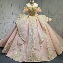 Luxury Pink Quince Dress 2025 Custom Made Vestidos De 15 Anos Halter Neck Sweet 15 Gowns With Bow