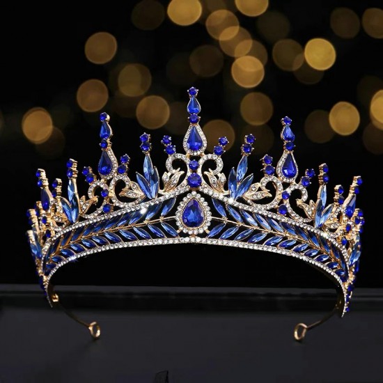 Luxury Rhinestone Geometric Bridal Tiaras Crown Baroque Crystal Pageant Prom Diadem Bride Headbands Wedding Hair Accessories