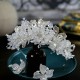 Luxury White Bridal Wedding Crystal Tiaras Crowns Earrings Set Rhinestone Flower Women Diadem Crown Hair Accessories