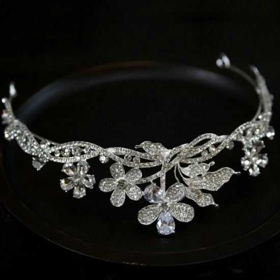 New Baroque Crystal Flower Tiaras And Crowns Prom Rhinestone Bridal Diadem Crown Taira For Women Wedding Hair Accessories Jewelr