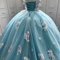 Newest Ice Blue Quinceanera Dress 2024 Princess Sweetheart Neck Ball Gown Dress With Cape
