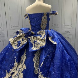 Off Shoulder Blue Quinceanera Dresses for 15 Anos Tulle Strapless Sweet 15 Gowns Custom Made