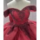 Off Shoulder Burgundy Quinceanera Dresses Sweetheart Neck Lace Up Tulle Appliques Sequin Vestidos De 15 Quinceanera