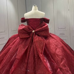 Off Shoulder Burgundy Quinceanera Dresses Sweetheart Neck Lace Up Tulle Appliques Sequin Vestidos De 15 Quinceanera