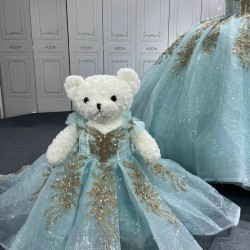 Off Shoulder Ice Blue Quinceanera Dresses for 15 Anos Appliques Sweetheart Robe Quinceanera Customised