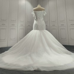 Off Shoulder Vestido De Noiva Pearl Mermaid African Wedding Dresses 2024 Strapless Robe De Mariee Bride Dresses