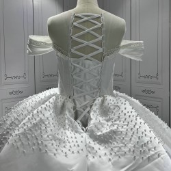 Off Shoulder Vestidos De Novia V Neck Wedding Dresses 2024 Pearl Ball Gown Bridal Dress