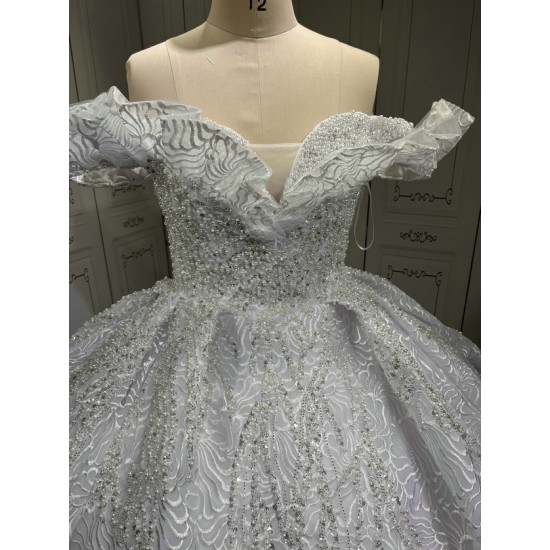 Off Shoulder Wedding Dresses 2024 Luxury Appliques Lace Bride Dresses Princess Wedding Gown