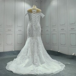 Off The Shoulder Elegant Wedding Dresses For Women Detachable Train Custom Made Bridal Gowns