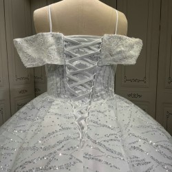 Princess Ball Gown Sweetheart Sequin Bridal Wedding Dresses for Spaghetti Strap Bride Vestido De Novia