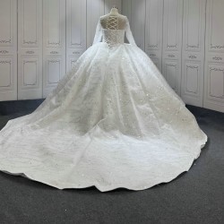 Princess Ball Gown Wedding Dresses Long Sleeves Crystal Wedding White Bride Dresses Sequin Vestidos De Novia
