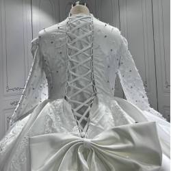 Princess Lace Long Sleeve Wedding Dress High Neck Bridal Dresses Black Girl Women Dress