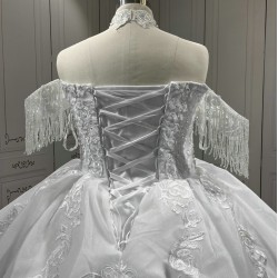 Princesse Ball Gown Wedding Dresses 2024 Halter Neck Appliques Bridal Gowns Sweep Train Vestido De Noiva