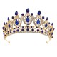 Rhinestone Geometric Bridal Tiara Crown Baroque Red Crystal Party Pageant Prom Diadem Bride Headband Wedding Hair Accessories