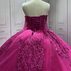 Ruffled Sweetheart Hot Pink Quinceanera Dress 2024 Spaghetti Straps Party Sweet 16 Ball Gown Graduation Prom Gowns