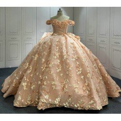 Sweetheart Blush Quinceanera Dresses Off the Shoulder Vestido De 15 Customised 3D Flowers Instagram Gowns