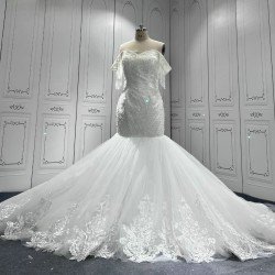 Sweetheart Lace Up Off The Shoulder Wedding Dress Beading Appliques vestidos de novia