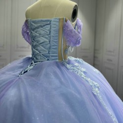 Sweetheart Lavender Quinceanera Dresses for Girls Appliques Off The Shoulder Ball Gown Vestidos De Baile Customised