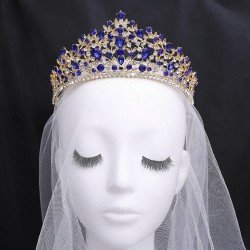 Vintage Baroque Princess Queen Crystal Crown Headwear Rhinestone Tiara for Women Bridal Wedding Hair Dress Accessories Jewelry