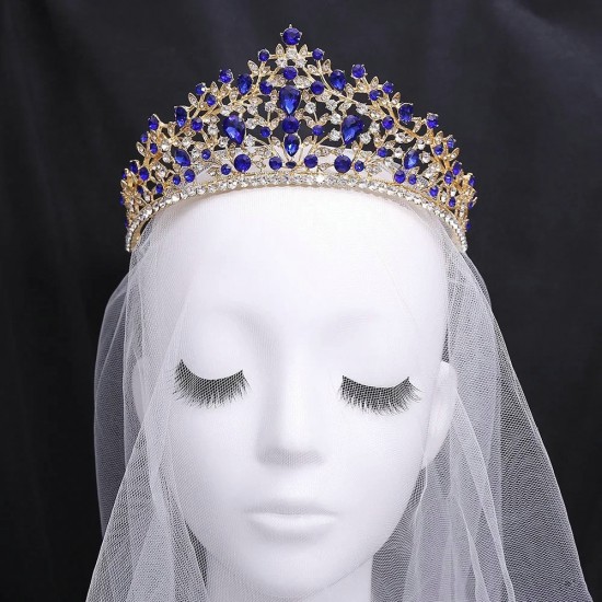 Vintage Baroque Princess Queen Crystal Crown Headwear Rhinestone Tiara for Women Bridal Wedding Hair Dress Accessories Jewelry