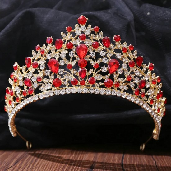 Vintage Baroque Princess Queen Crystal Crown Headwear Rhinestone Tiara for Women Bridal Wedding Hair Dress Accessories Jewelry
