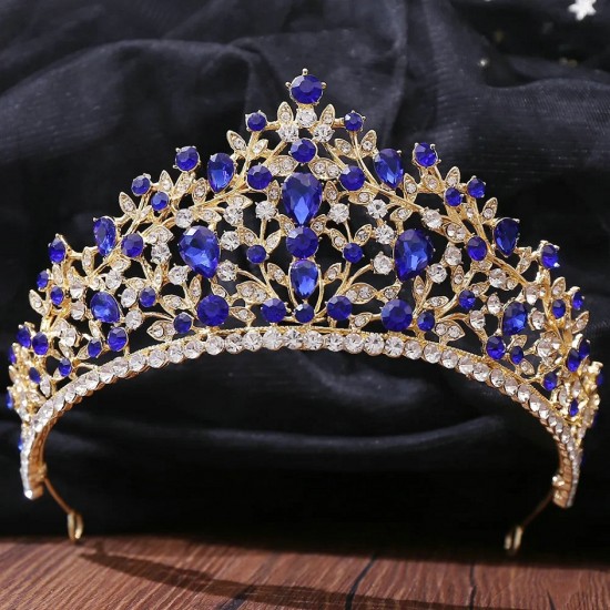 Vintage Baroque Princess Queen Crystal Crown Headwear Rhinestone Tiara for Women Bridal Wedding Hair Dress Accessories Jewelry