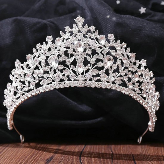 Vintage Baroque Princess Queen Crystal Crown Headwear Rhinestone Tiara for Women Bridal Wedding Hair Dress Accessories Jewelry