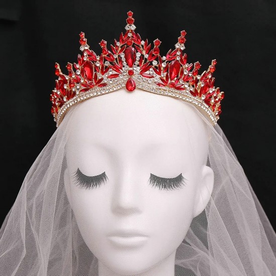 Vintage Baroque Princess Queen Crystal Crown Rhinestone Tiara for Women Bridal Wedding Party Headdress Hair Accessories Jewelry