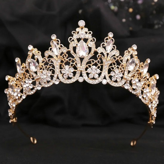 Vintage Baroque Wedding Headband Crystal Crowns for Women Rhinestone Tiaras Hair Jewelry Accessories Headwear Luxury Diadem