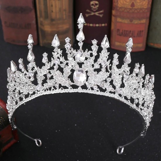 Vintage Lady Fashion Wedding Princess Bridal Headwear Rhinestone Tiara Birthday Crown Hair Accessories for Women Party Headdress