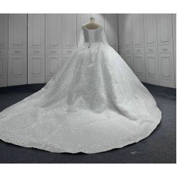 White 2024 New Style Long Sleeve Wedding Dress Vestido de noiva Wedding Gowns Sequin Bridal Dress