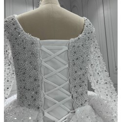 White 2024 New Style Long Sleeve Wedding Dress Vestido de noiva Wedding Gowns Sequin Bridal Dress