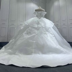 White Appliuqes Wedding Dresses Ball Gowns Custom Made Princess Formal Bridal Gown Vestido de Casamento