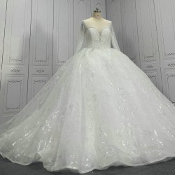 Sparkle Ball Gown Wedding Dresses With Pearls CBWD0015