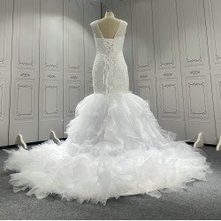 V Neck Beaded Classic Mermaid Wedding Dress CBWD004
